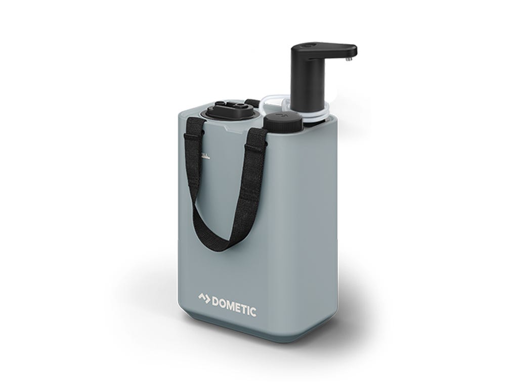TRADIS Réservoir D'eau 20L + Distributeur De Savon 150mL – Bidon BPA-free, Robinet Galvanisé, Pour Camping