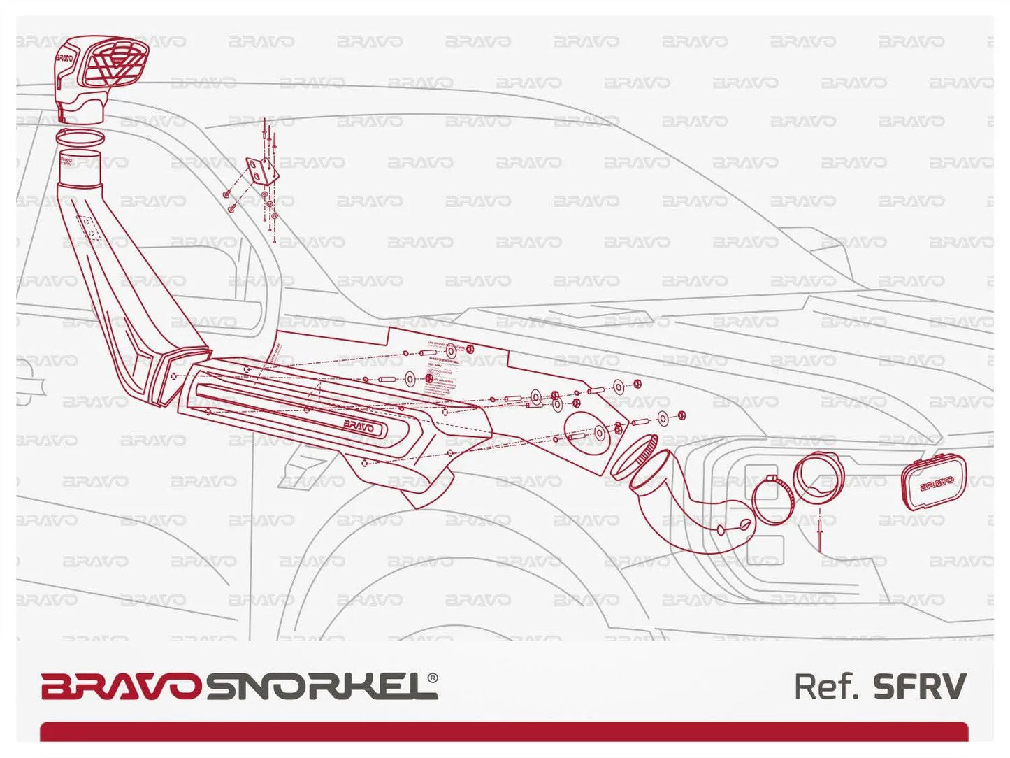 Snorkel Ford Ranger Raptor 2023 à Présent 3.0L PETROL - BRAVO SNORKEL sur Xperts4x4 Accessoires 4x4 Off-Road