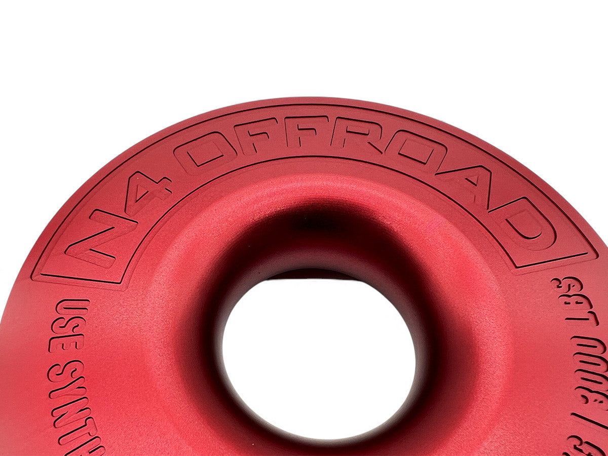 Anneau de treuillage alu 13.5T Ø148mm rouge avec etui N4-Offroad sur Xperts4x4 Accessoires 4x4 Off-Road