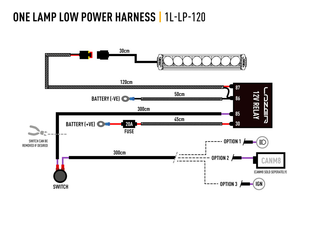 LAZER LAMPS simple Lamp Faisceau de câblage (Low Power, 12V)