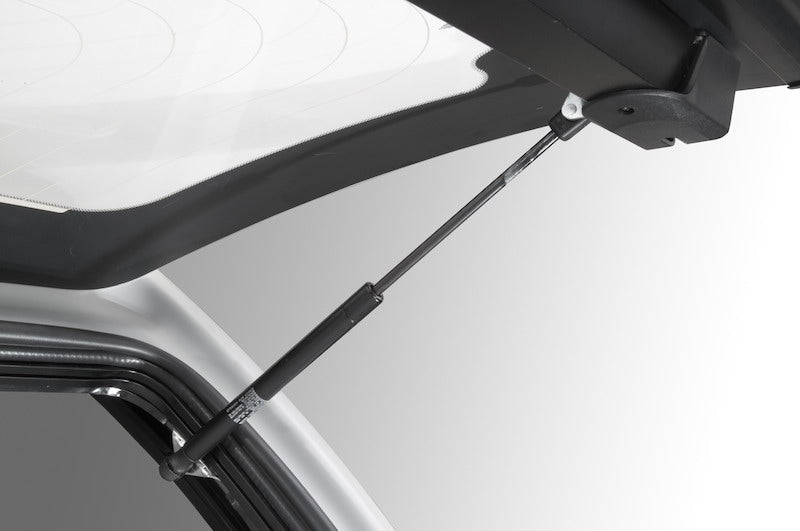 Hardtop Aeroklas avec fenêtres coulissantes pour Ford Ranger Raptor 2023+ Next Gen, vue de côté avec fenêtres ouvertes.