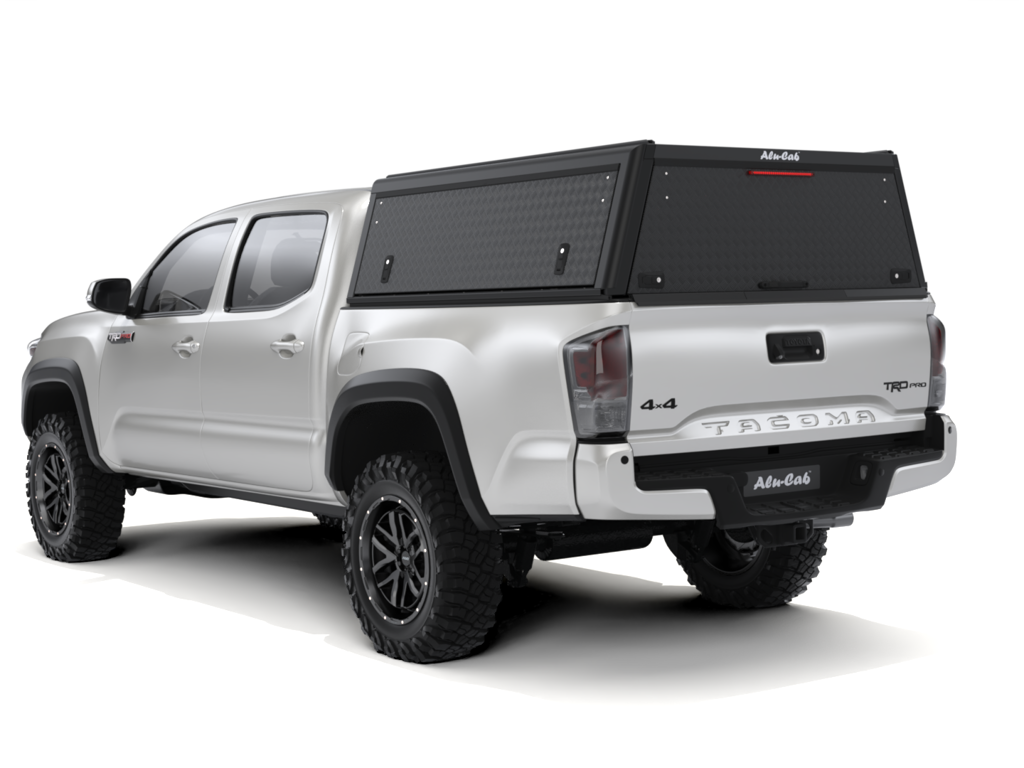 Hardtop Alu-Cab "Guard" en aluminium pour Toyota Tacoma 2016-2023, texture robuste, montage sécurisé, adapté au modèle pickup.