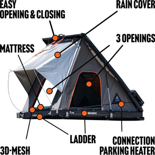 Tente de Toit Expedition Gen 3-R Noire | ALU-CAB Alu-Cab AC-RT-3R-B Xperts4x4