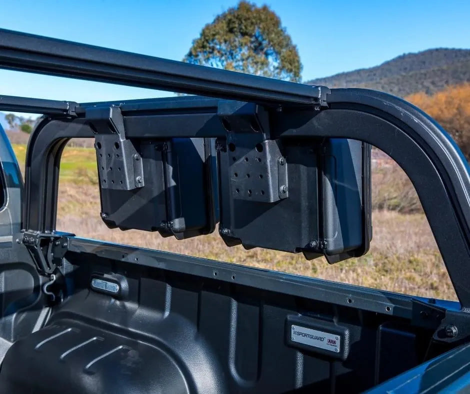 Support de benne ARB avec galerie de toit pour Ford Ranger 2023+ Double Cab, système de fixation robuste pour chargement.