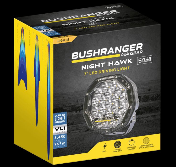 2x Phares 7" Spot Bushranger Night Hawk SR (Faisceau inclus) - Bushranger - Xperts 4x4