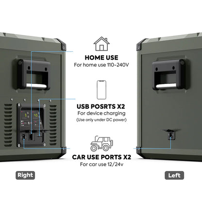 Réfrigérateur/congélateur ICECO 75L gris avec double compartiment, porte en métal et intérieur organisé.