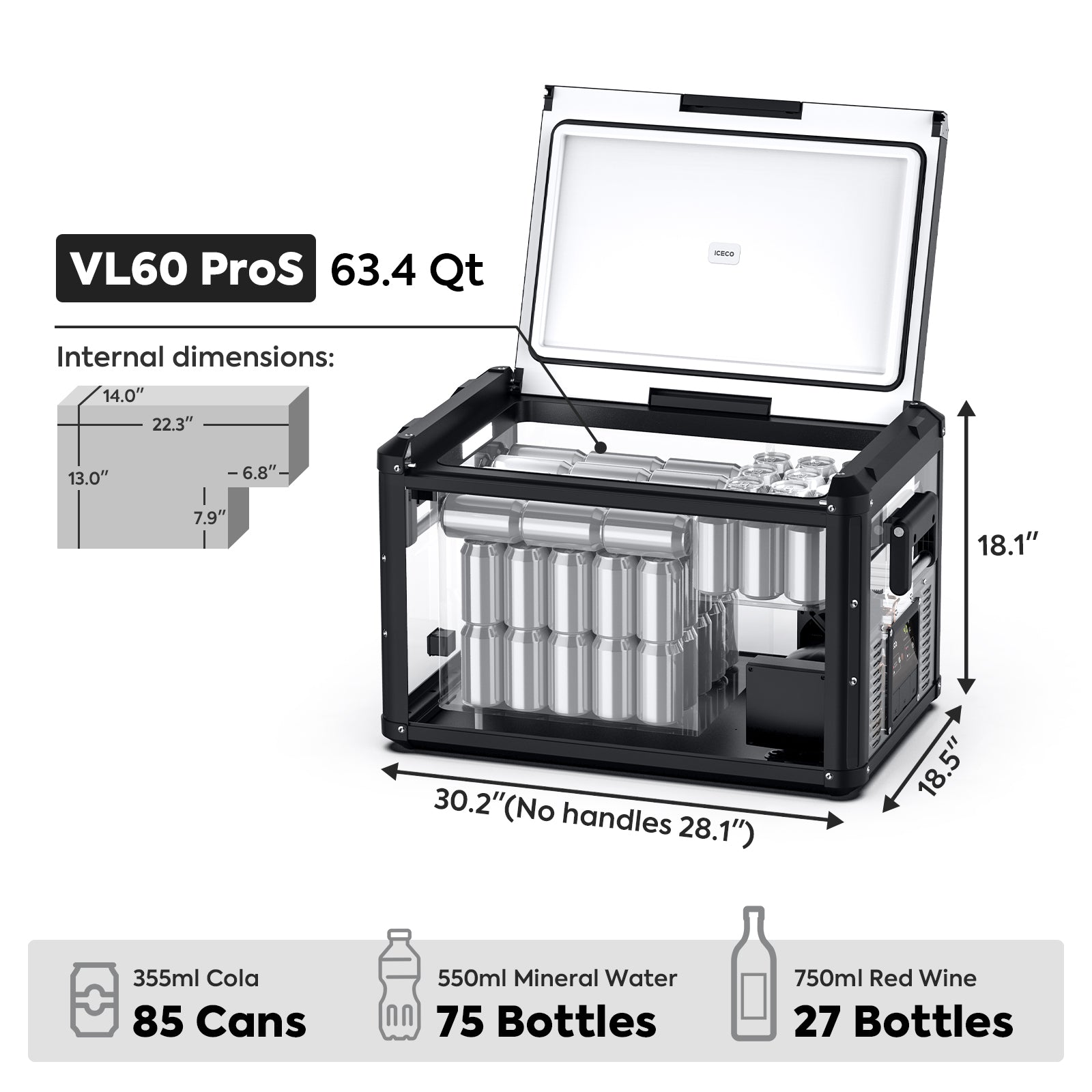 Réfrigérateur Congélateur ICECO VL60PROS 60L - Gris | Xperts 4x4