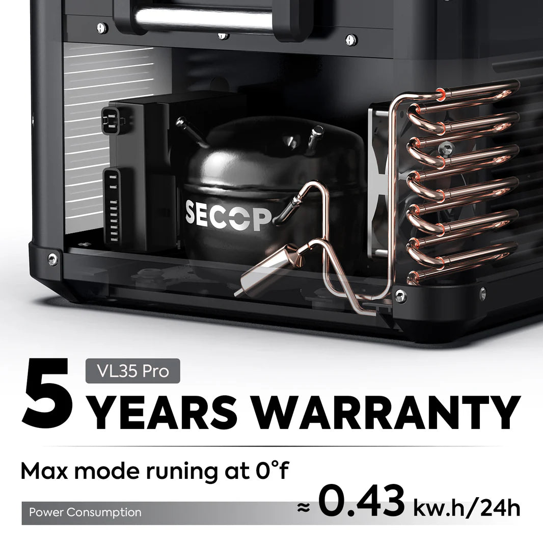 Réfrigérateur congélateur ICECO VL60PROS 60L portable, compact, avec poignées pour une utilisation mobile, dans un design moderne.
