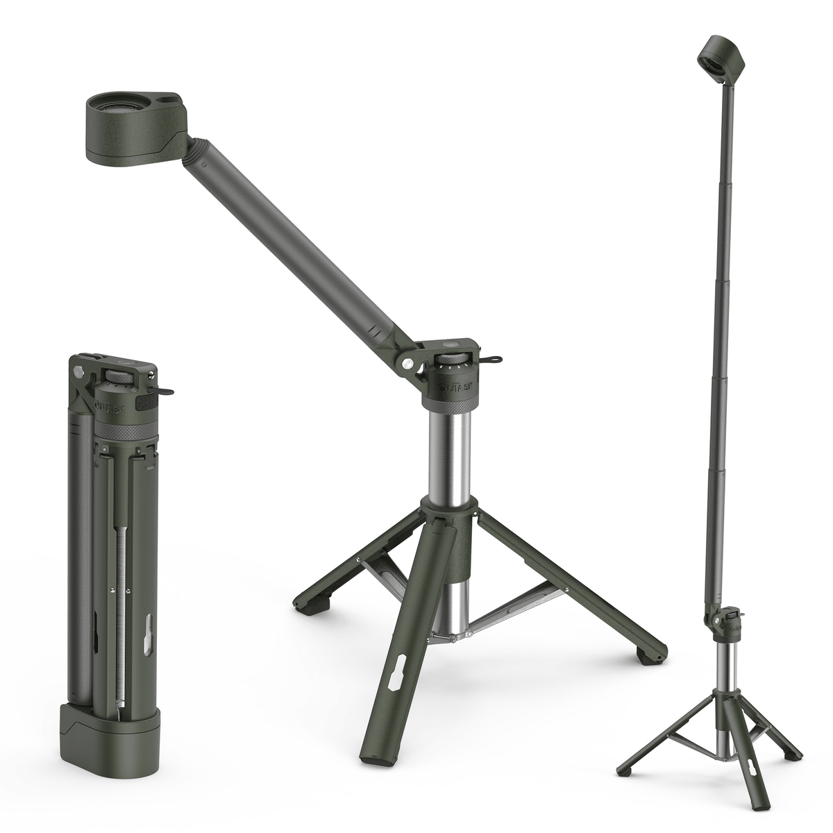 Lampe LED télescopique TD-2 1 500 lm vert armée | OUTASK Xperts 4x4