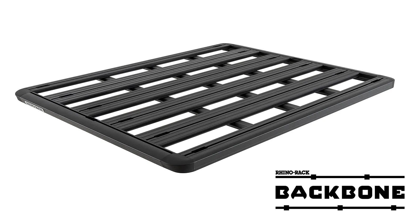 Kit galerie de toit Rhino-Rack Backbone pour Ford Ranger Raptor 2023+ nouvelle génération, vue de face avec barres de toit.