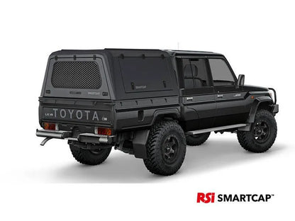 Hardtop RSI SMARTCAP pour Toyota Land Cruiser 78/79 Double Cab, robuste et noir, adapté pour usage commercial et tout-terrain.