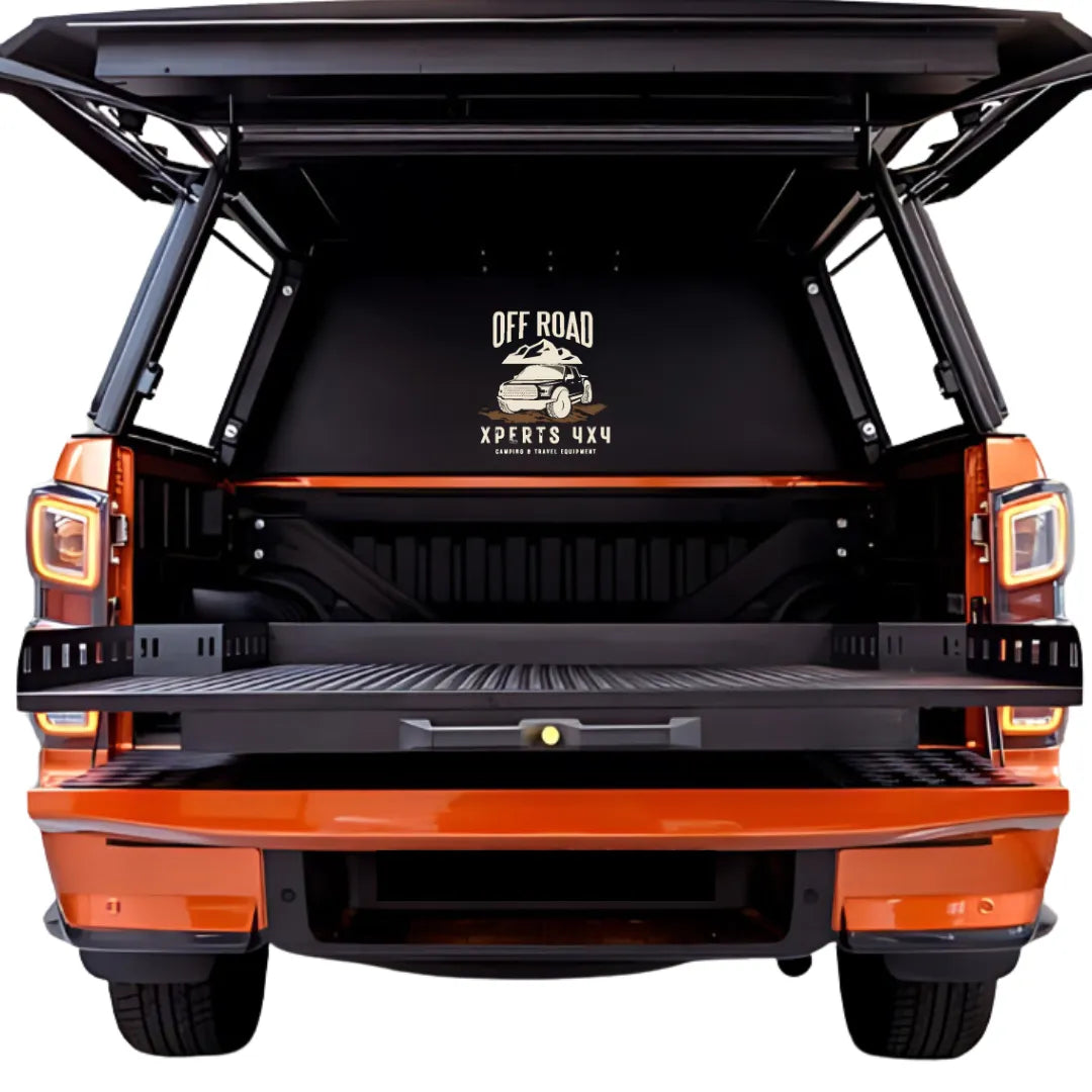 Plateau coulissant RUUUD pour Maxus T90/T60 Double Cab 2022, surface en acier robuste, installé sur le véhicule.