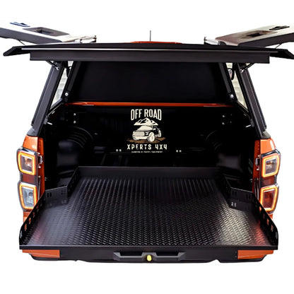 Plateau coulissant RUUUD pour Maxus T90/T60 Double Cab 2022, plateforme robuste en métal avec rails pour chargement facile.