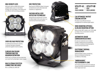 LAZER LAMPS Utility 80 'Slimline' — Phare de Travail LED 8820 lm sur Xperts4x4 Accessoires 4x4 Off-Road
