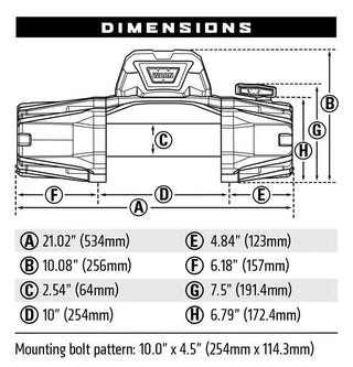 Treuil WARN VR-EVO 10 | 4.5 Tonnes | 12V | acier Warn 103252 Xperts4x4