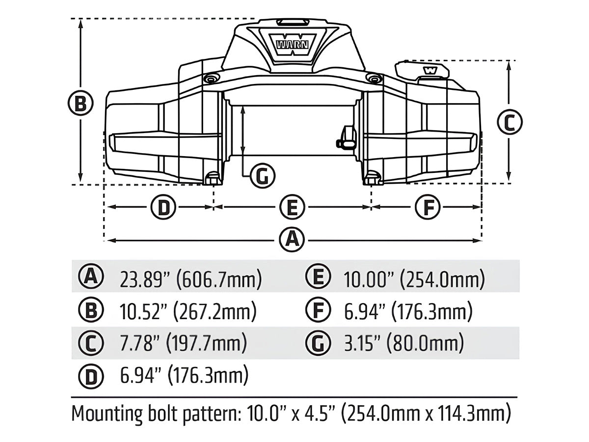 Treuil Warn Zeon XD10-S 4536kg avec corde synthétique 12V, équipement robuste pour véhicules tout-terrain et remorquage.