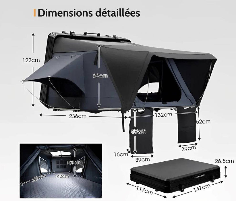 Tente de toit Aluminium - Adapte pour 3/4 Personnes - Xperts 4x4 - Xperts 4x4