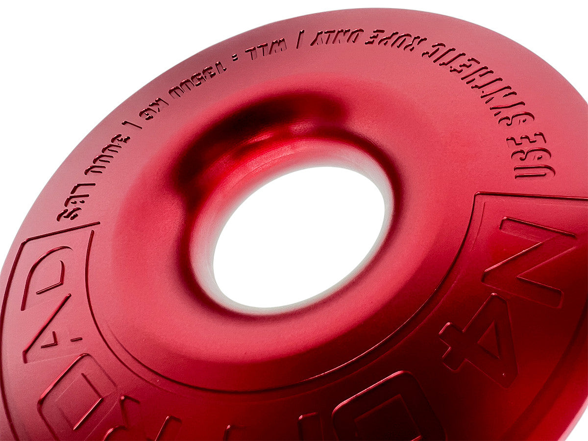 Anneau de treuillage alu 13.5T Ø148mm rouge avec etui N4-Offroad sur Xperts4x4 Accessoires 4x4 Off-Road