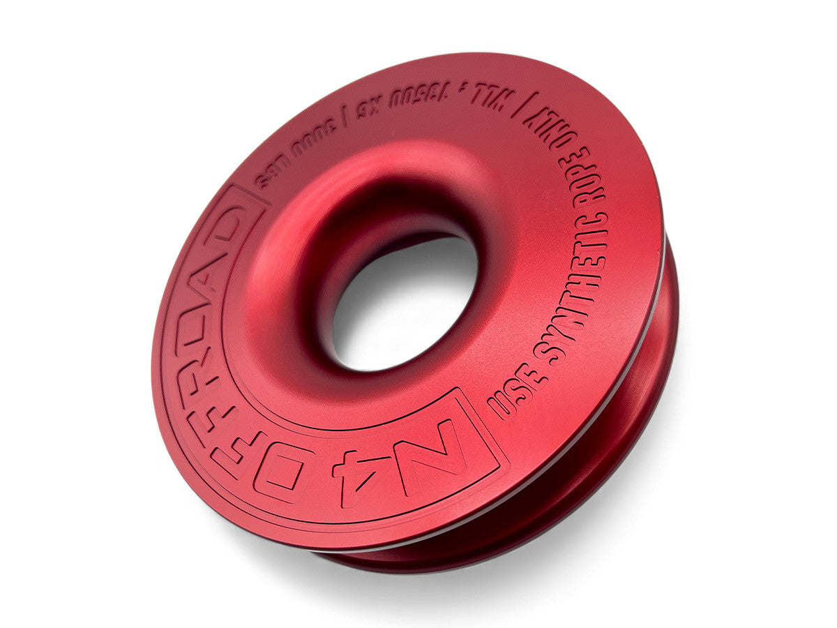 Anneau de treuillage alu 13.5T Ø148mm rouge avec etui N4-Offroad sur Xperts4x4 Accessoires 4x4 Off-Road