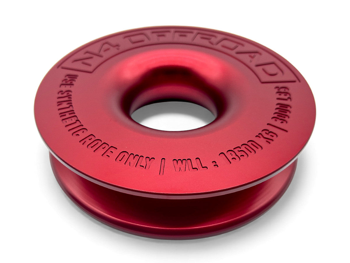 Anneau de treuillage alu 13.5T Ø148mm rouge avec etui N4-Offroad sur Xperts4x4 Accessoires 4x4 Off-Road