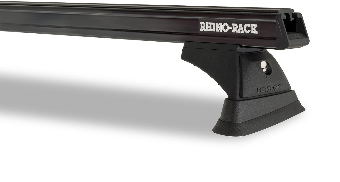Kit de 3 barres de toit noires RHINO-RACK de 1250mm pour Volkswagen Caddy Maxi 2010-2021, avec pieds robustes.