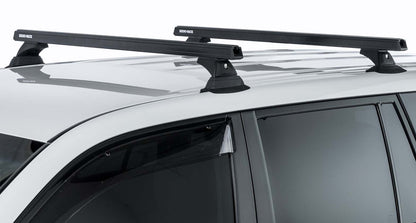 Kit de 3 barres de toit noires Heavy Duty RHINO-RACK pour Toyota Land Cruiser série 200 2007-2021, avec pieds.