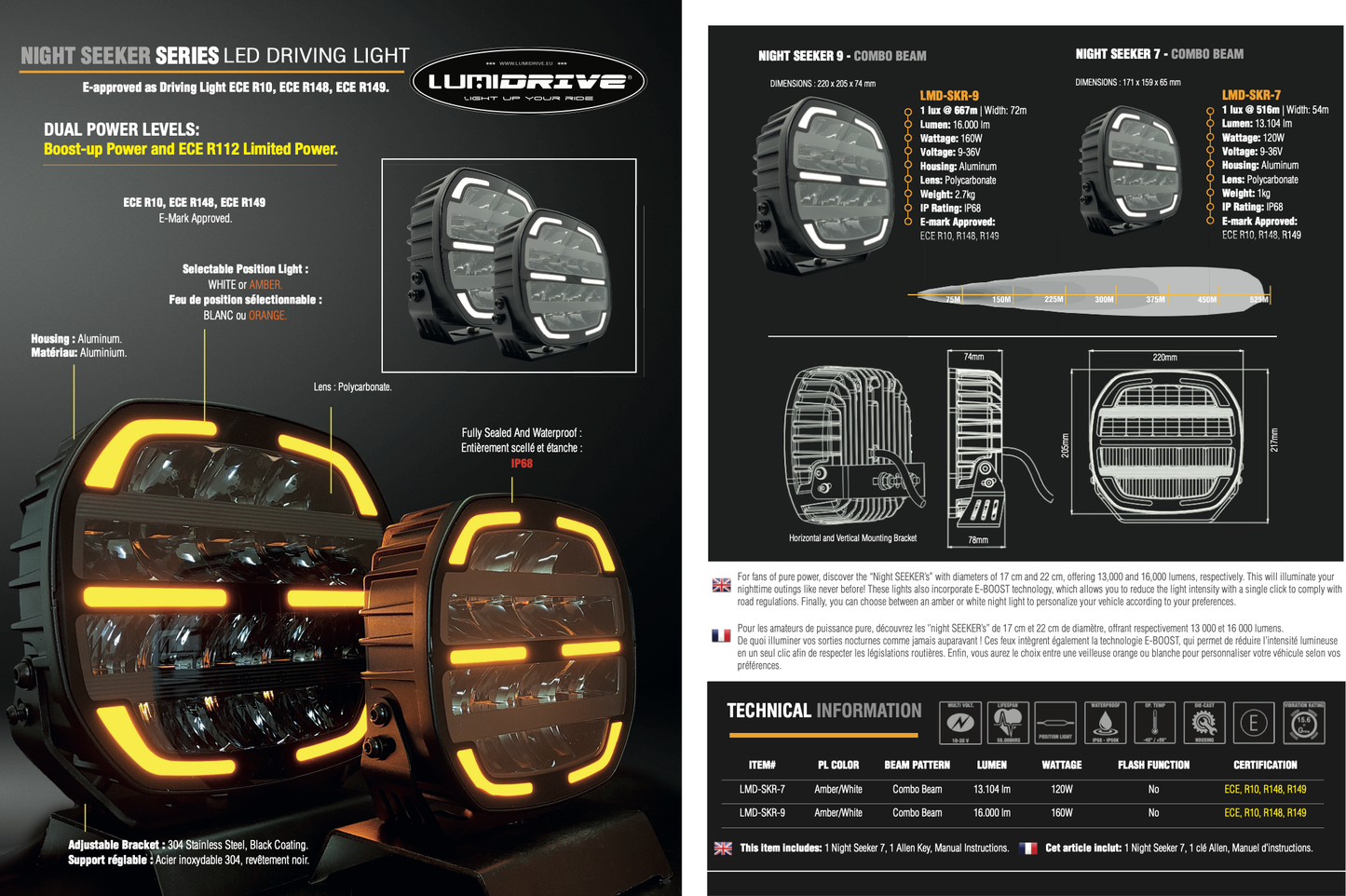 Feu de Conduite LED Lumidrive Night Seeker 9 - Puissance Pure sur Xperts4x4 Accessoires 4x4 Off-Road