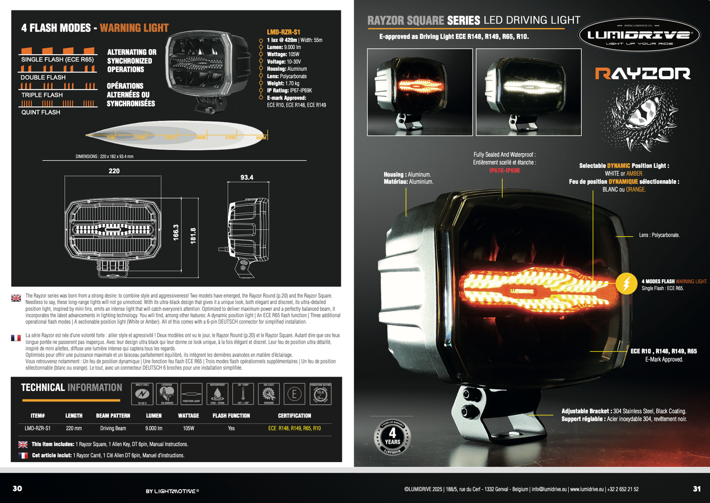 Feux de Position LUMIDRIVE Rayzor S1 - Puissance & Style sur Xperts4x4 Accessoires 4x4 Off-Road