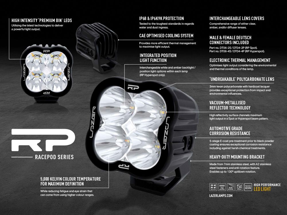 LAZER LAMPS RacePod Hyperspot — Phare LED Compact 4520 lm sur Xperts4x4 Accessoires 4x4 Off-Road