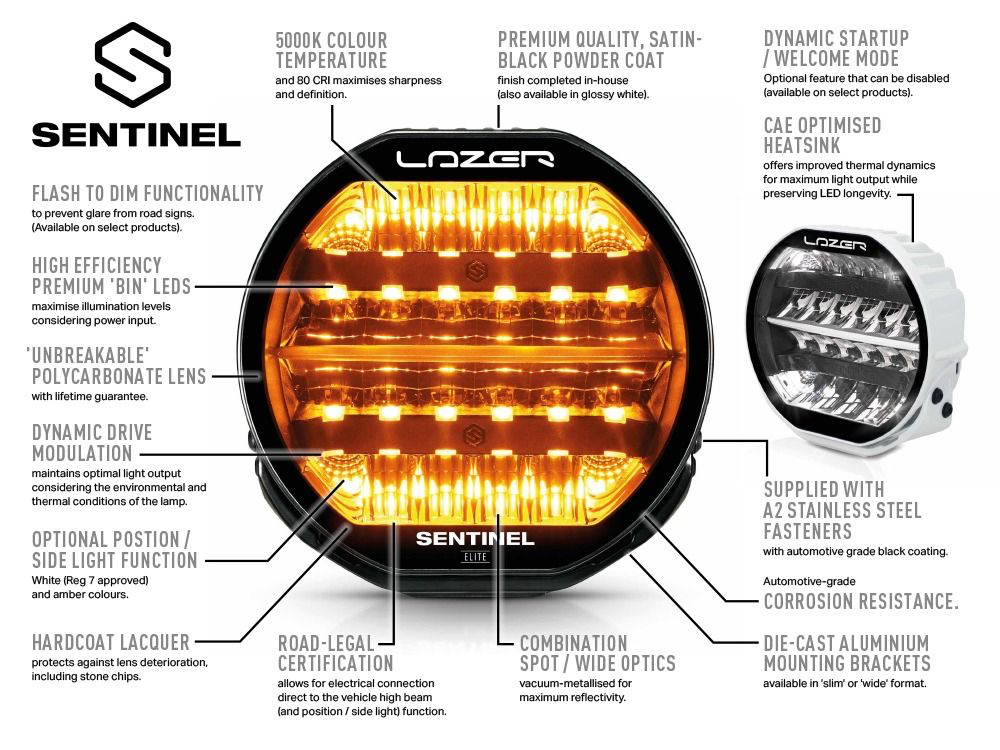 Longue portée à LED LAZER LAMPS Sentinel 9 Elite sur Xperts4x4 Accessoires 4x4 Off-Road