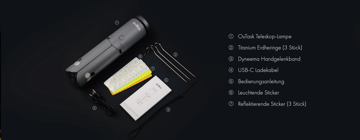 OuTask Lampe Télescopique Gris Clair - Outdoor LED 720° Rechargeable sur Xperts4x4 Accessoires 4x4 Off-Road