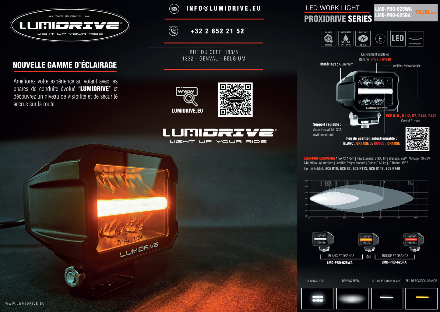 Phare de travail LED Lumidrive PROXIDRIVE 2800 lumens étanche sur Xperts4x4 Accessoires 4x4 Off-Road
