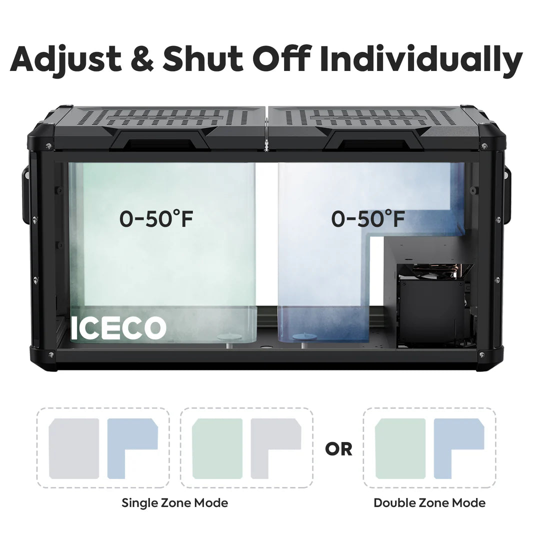 Refrigerateur/Congelateur ICECO 75L Double Compartiments - Gris sur Xperts4x4 Accessoires 4x4 Off-Road