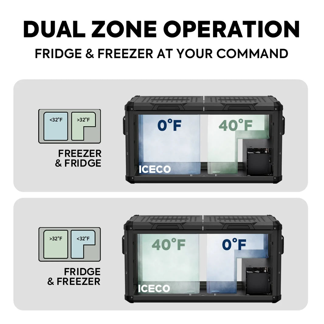 Refrigerateur/Congelateur ICECO 75L Double Compartiments - Noir sur Xperts4x4 Accessoires 4x4 Off-Road