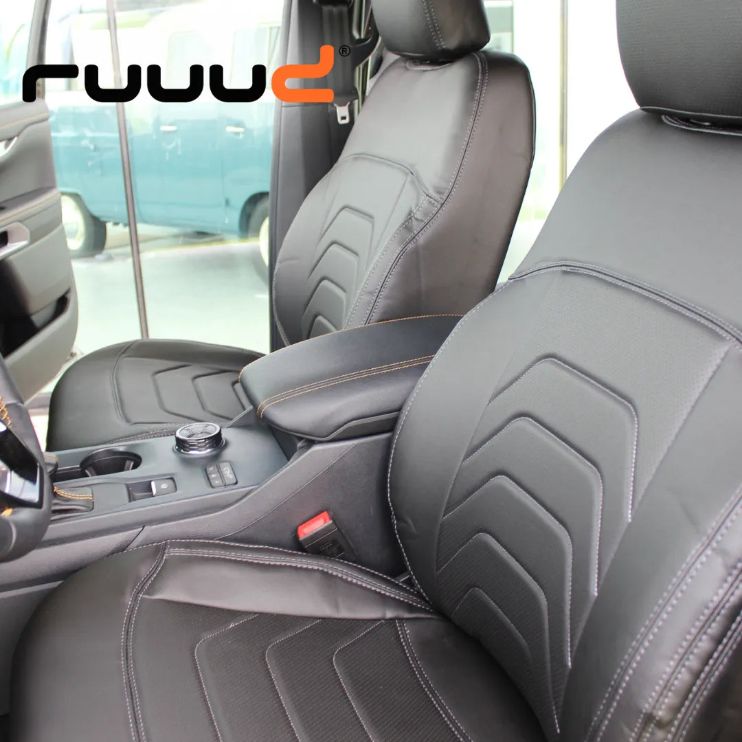 Housses De Siège Auto Pour Volkswagen Amarok (2010-2026) - Set 2 Places Avant, Simili Cuir Imperméable Et Respirant (Noir)