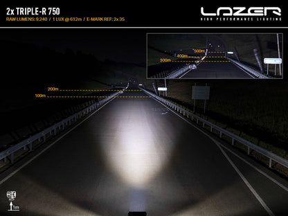 Pack LED de calandre LAZER LAMPS pour Ford Ranger XL/XLT/Tremor 2023+ avec feux triples R intégrés, montage sur la grille.