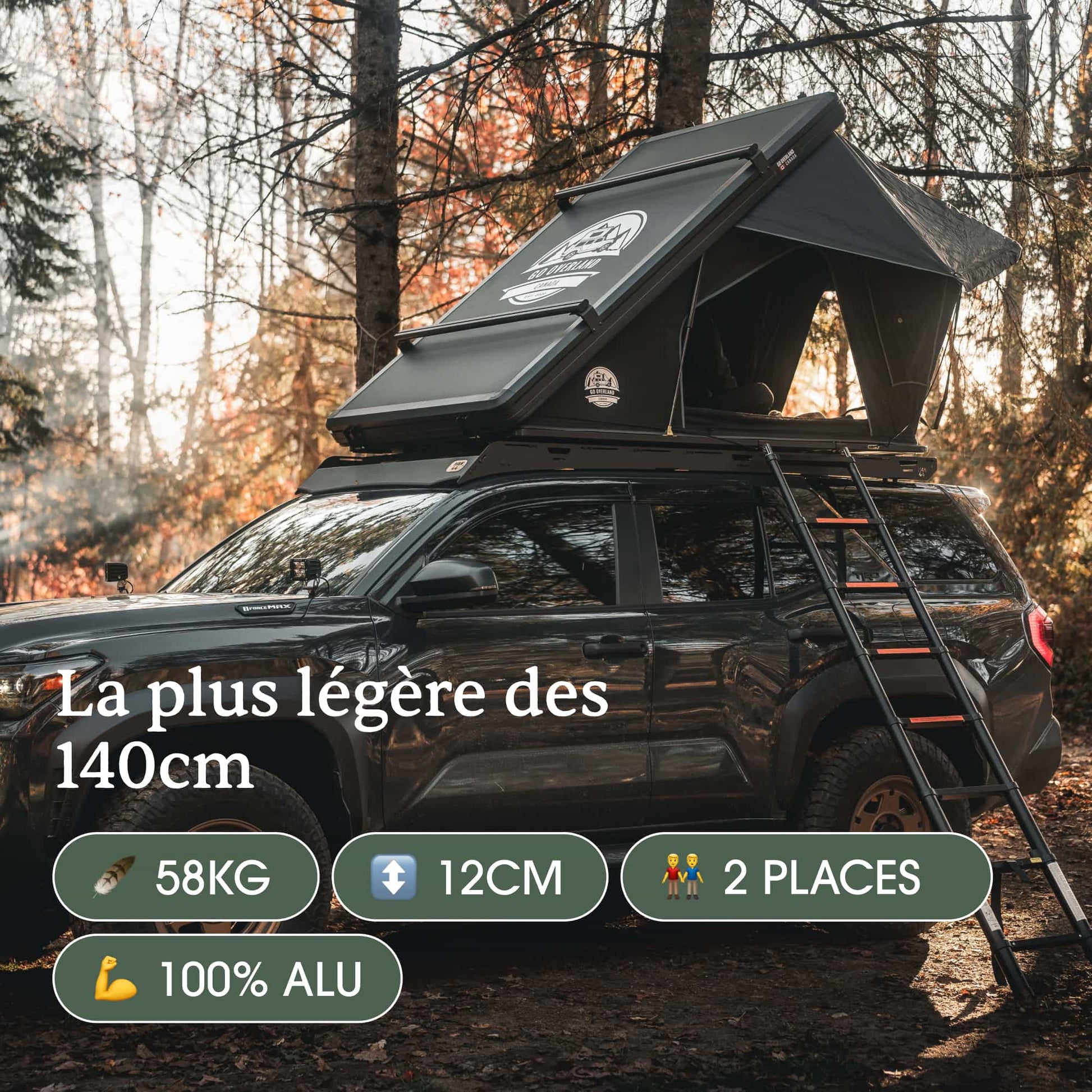 go sport tente Tente de Toit Summit 140 GO OVERLAND – Coque Aluminium Ultra-Légère