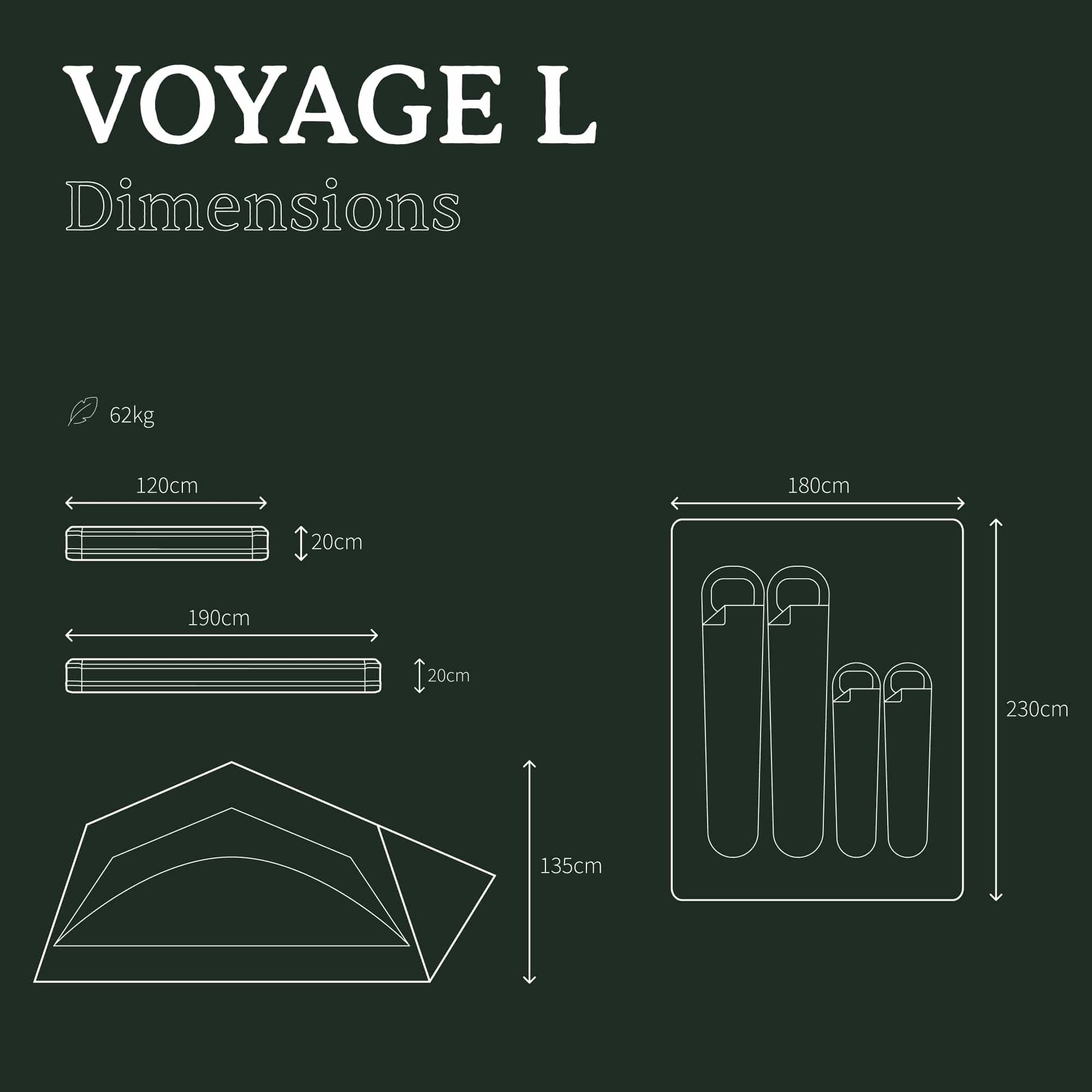 dimension tente Tente de Toit Voyage L Go Overland Canada – 4 Places