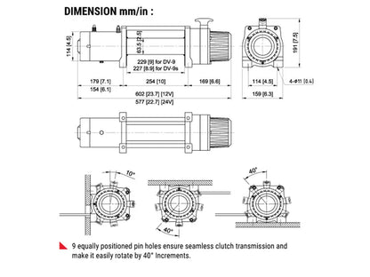 Treuil COMEUP DV 9 12V/24V - 4 082 kg - Câble Acier sur Xperts4x4 Accessoires 4x4 Off-Road