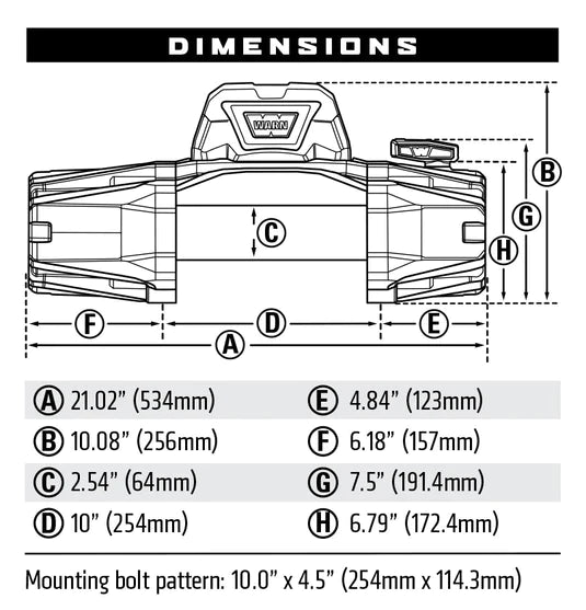 Treuil WARN VR-EVO 10 | 4.5 Tonnes | 12V | acier 103252 Warn