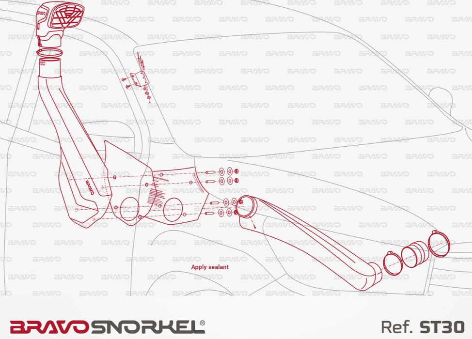 Snorkel Bravo 4x4 - Toyota Hilux Revo 2015+ ST30 Bravo Snorkel