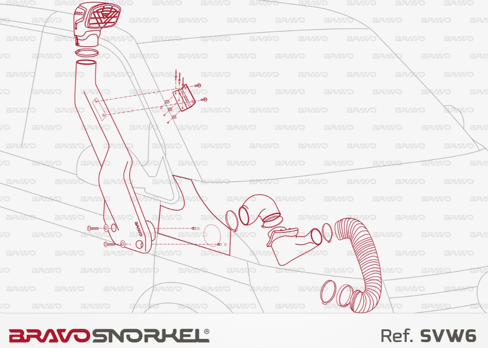 Snorkel Bravo 4x4 - Volkswagen Transporter T5/T6 SVT6 Bravo Snorkel